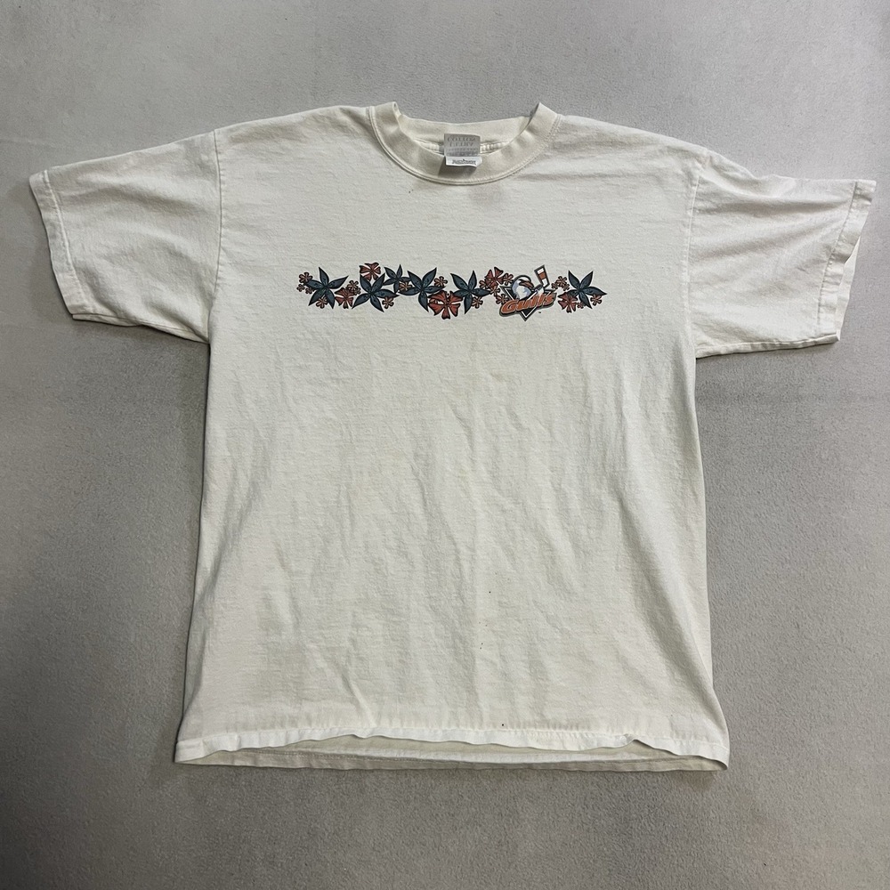 Vintage San Diego Gulls Shirt Men's Size Large Hockey Short Sleeve Floral Stripe